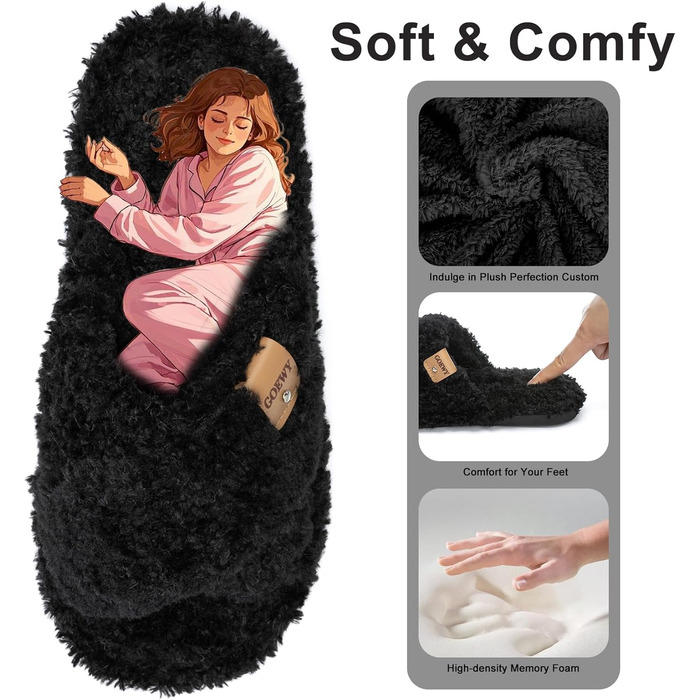 Жіночі домашні тапочки з Memory Foam - зручні та стильні шльопанці для дому та вулиці, антиковзаюча підошва, подарунок для мами, дружини, білі (чорні), 42/43 EU