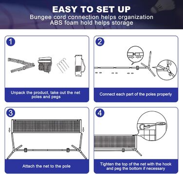 BAGAIL Adjustable Badminton Net Set - Portable Badminton, Tennis & Volleyball Net with Stand & Carry Bag (4.2M, Red/Black)