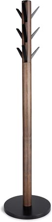 Umbra Flapper Coat Rack – Clothes Rack with 9 Foldable Hooks for Entryway and Office, Wood, White, 57.2 x 57.2 x 165.1 cm, White (Black/Walnut, Single)