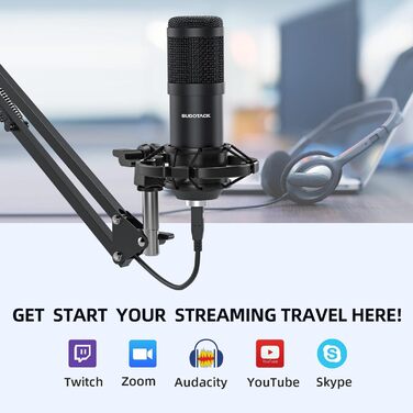 SUDOTACK USB Мікрофон для ігор та запису звуку, професійний конденсаторний мікрофон з кріпленням, поп-фільтром та мікрофонною паличкою для подкастів, стрімінгу, YouTube, Twitch, домашньої студії та озвучення