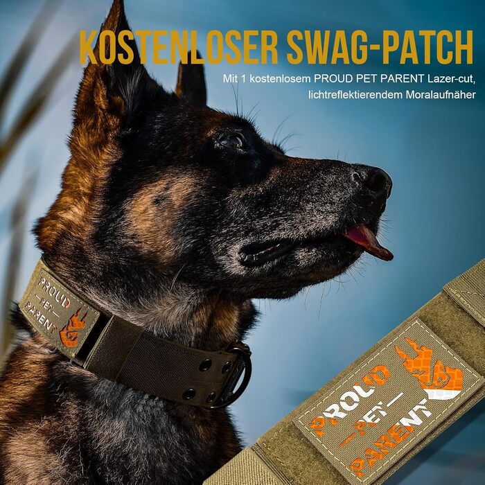 OneTigris Пояс для собак 5 см з ручкою та патчем, великі породи (XL, Коричневий)