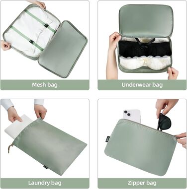 Набір органайзерів для подорожей BAGAIL (10 шт.) різних розмірів – Matcha Green