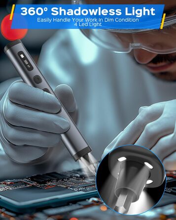 Набір мініатюрних електричних викруток 78 в 1 - прецизійний набір з магнітними Torx викрутками, LED дисплеєм та 5 рівнями крутного моменту для ноутбуків, окулярів, годинників, ПК