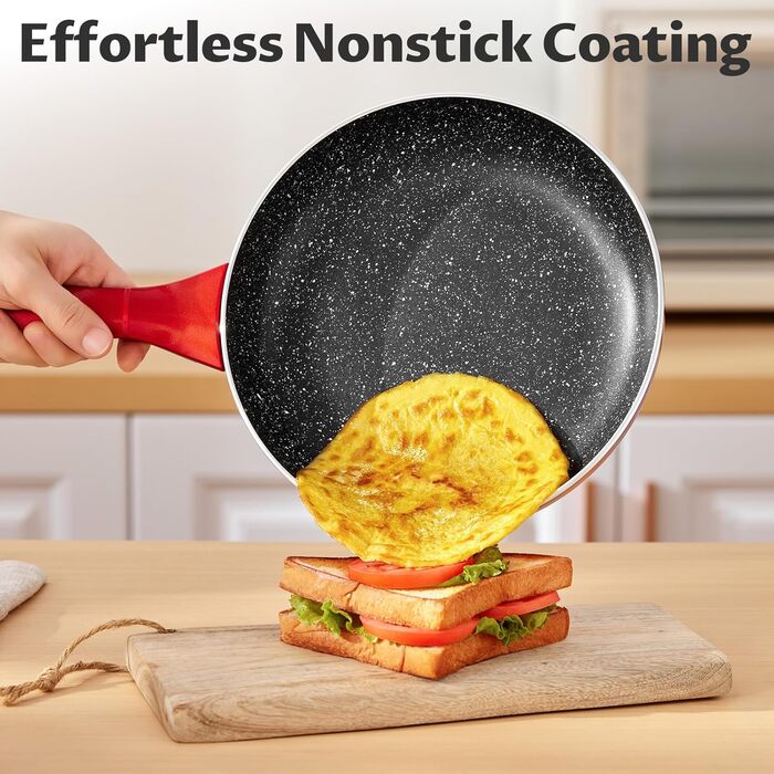 Набір антипригарних сковорідок BEZIA (3 шт.), 24.9 см, 28.9 см, 26.7 см, для плити, кухонні, антипригарне покриття, безпечно мити в посудомийній машині