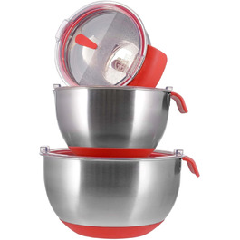 Набір мисок Gräwe: 1L, 2L, 4L, з нержавіючої сталі з кришкою, антиковзний низ