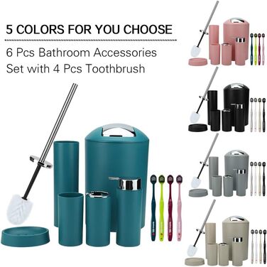 Набір аксесуарів для ванної кімнати Otostar 6 шт. з пластику (темно-зелений)