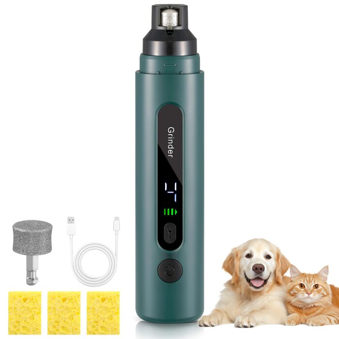 Електричний точило для собачих кігтів VINATO з LED-підсвічуванням, 5 швидкостей, тихе та перезаряджуване, для малих, середніх та великих собак