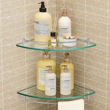 Скляна поличка для душу KES - 2 шт. з нержавіючої сталі (SUS304) для ванної кімнати