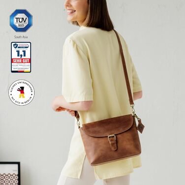 Сумка через плече Berliner Bags Catalina вінтажна шкіряна, Camel - жіноча кросбоді сумка середнього розміру з магнітним закриттям