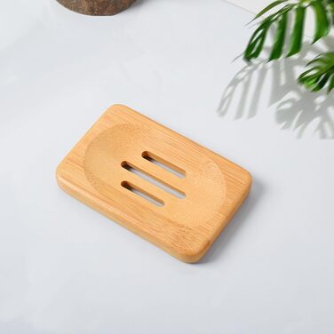 Набір з 3 дерев'яних підставок для мила 0XBIT з піддоном та антиковзною підкладкою для ванної та кухні