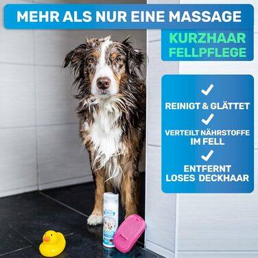 Гумовий щіток для короткошерстих собак та котів BluePet з масажним ефектом | Для видалення відмерлого підшерстка, пилу та бруду | Ідеальний для миття та масажу з шампунем (рожевий)