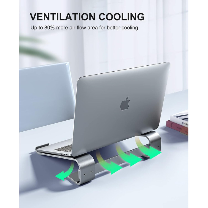 Підставка для ноутбука Soqool, ергономічна, з вентиляцією, сумісна з MacBook, Lenovo, Huawei, Acer, Dell, HP (10-17 дюймів), срібна