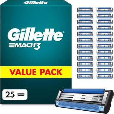 Смінні леза для чоловічих бритв Gillette Mach 3 Original, 28 шт, сині