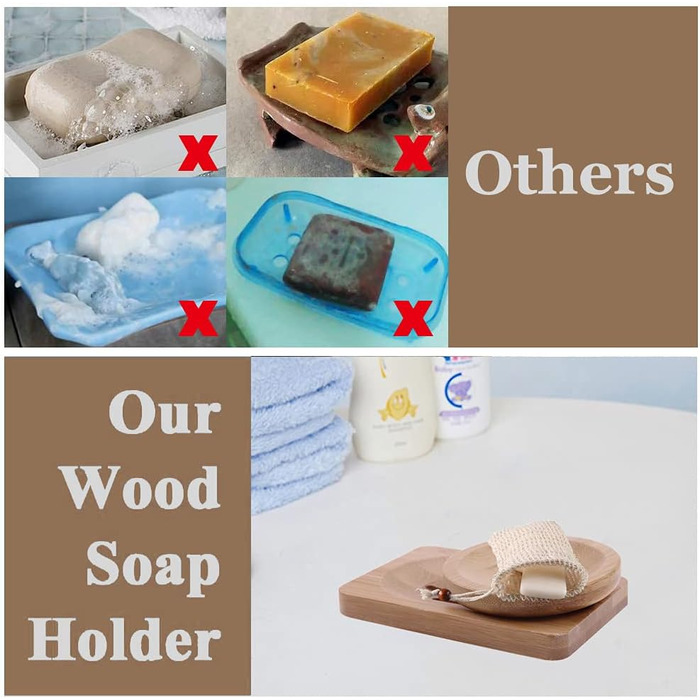 Двохтурова дерев'яна підставка для мила з сизалевим мішечком - підставка для мила в душ, ванну, кухню, мийку.