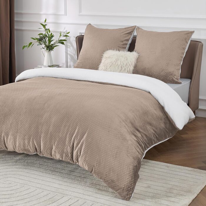BEDSURE Комплект постільної білизни: тепла флісова ковдра 155x220 см та 2 наволочки 80x80 см, комплект для двоспального ліжка, колір хакі