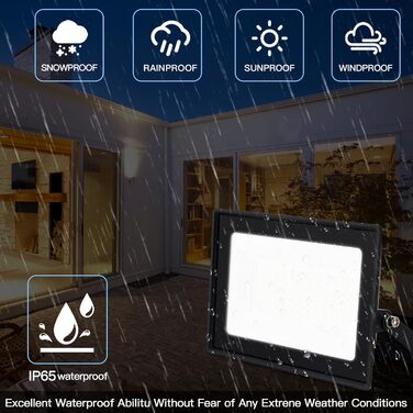 LED Floodlight 50W, Outdoor 5000LM, Spotlight 72 LED IP65 Waterproof, Outdoor Floodlight 6500K Cold White, 230V for Garage, Garden 【2 Pieces Black】 (6500k Cold White, GJ50W [2 Pieces Black])