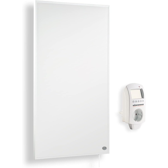 Інфрачервовий настінний обігрівач Könighaus 1000 Вт зі Smart Thermostat - TÜV SÜD, 5 років гарантії, подвійний захист від перегріву, для приміщень до 26 м²