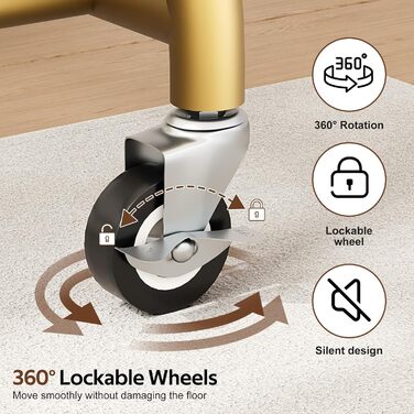 Міцний вішак для одягу на коліщатках MISSLO для спальні, металевий, золотий - мобільна вішалка для одягу, пальто