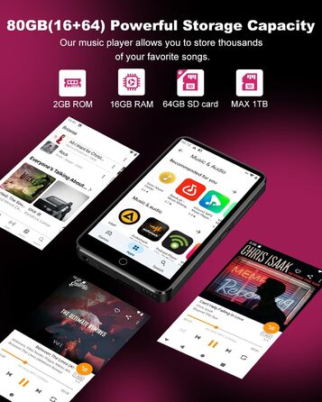 MP3 плеєр 80GB з Bluetooth та WiFi, 4.0