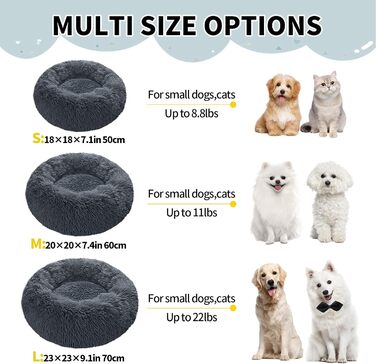 Килимок для котів Donwei, плюшевий лежак для собак, кругла подушка для котів, миючий плюшевий кошик для котів, лежанка для кошенят, диванчик для маленьких собак та котів (50 см, темно-сірий)