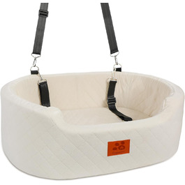 Dog Car Seat for Medium/Large Dogs (up to 25kg) or 2 Small Dogs - with Safety Leashes & Washable Cushion - Back Seat Cover