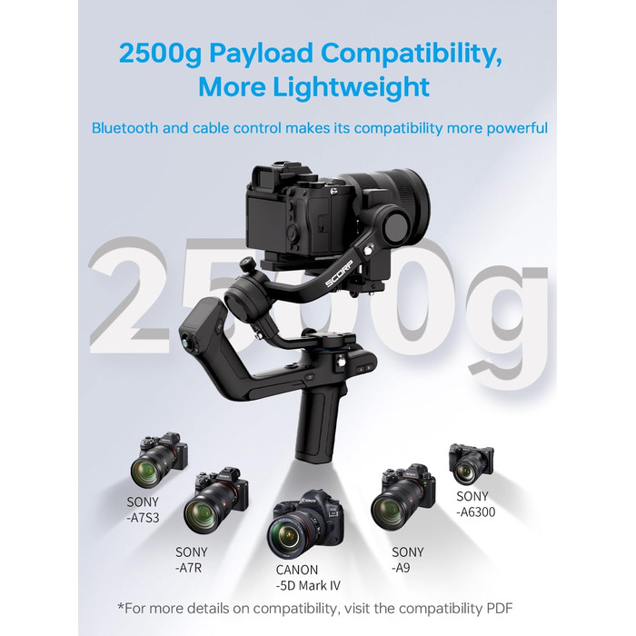 FeiyuTech SCORP-C2: Стабілізатор камери з AI-трекінгом 4.0, 3.5 кг вантажопідйомність, 14 годин роботи, вертикальні зйомки, для Vlog, YouTube та сімейних свят (Kit з кейсом та 3 аксесуарами)