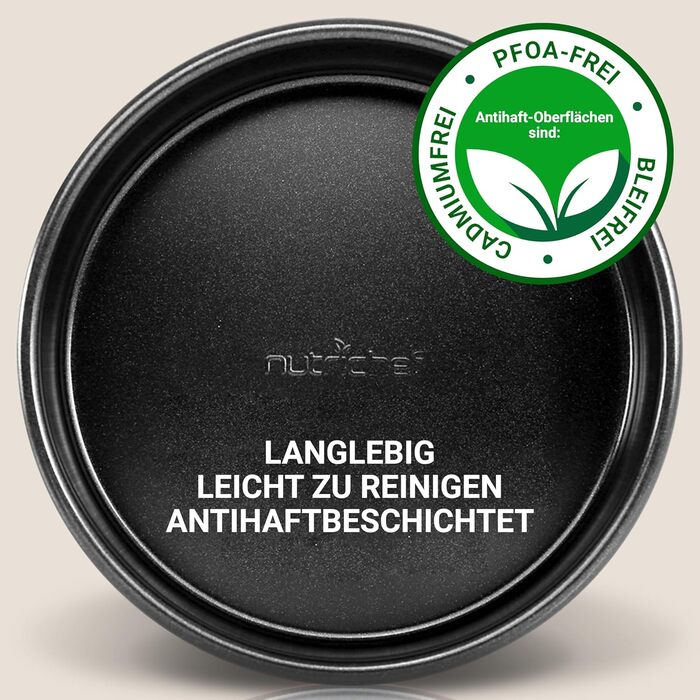 Набір форм для випічки NutriChef 6 шт. – Чорний антипригарний набір: дека, форми для запікання та кексів. Підходить для хліба, маффінів та лазаньї. Миється в посудомийній машині, витримує до 230°C, зручне зберігання.