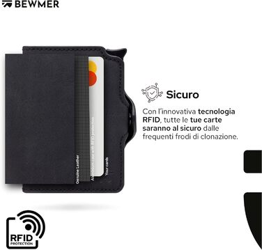BEWMER Преміум картхолдер/візитниця | RFID захист від копіювання | Чоловіча та жіноча модель (Чорний)