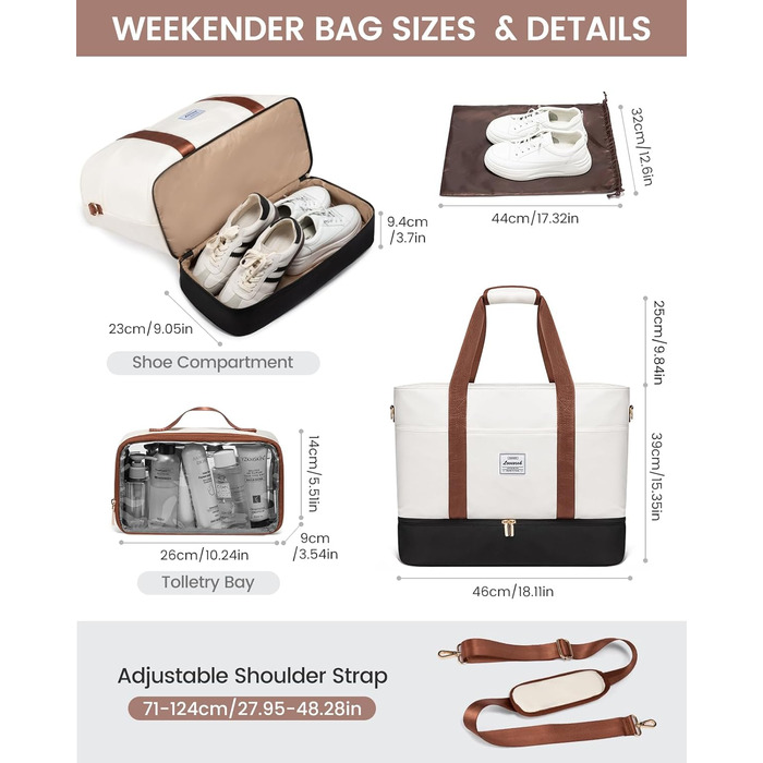 Сумка-рюкзак LOVEVOOK для жінок, 42L: водонепроникна дорожня сумка-мішок з відділенням для взуття, ідеальна для подорожей, спортзалу, пологів та Ryanair