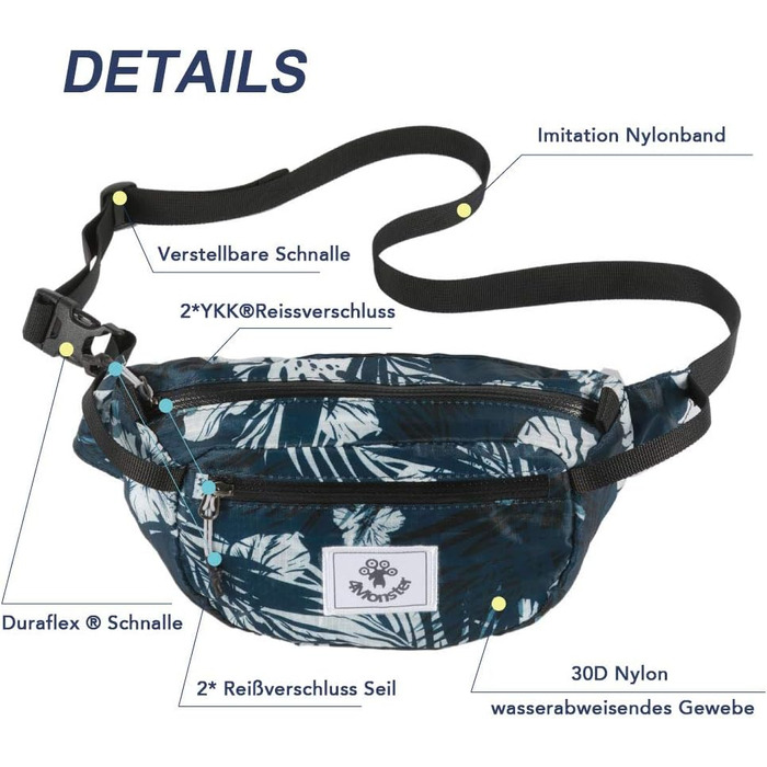 Водонепроникна поясна сумка 4Monster для чоловіків та жінок, ультралегка, спортивна, туристична (армійний зелений, 2L)