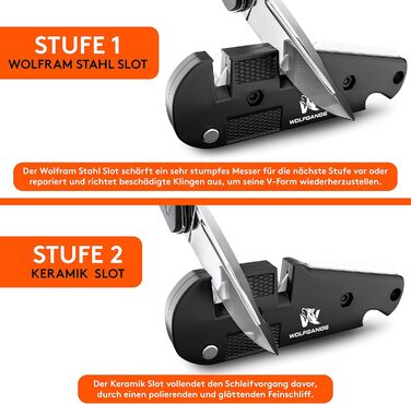 Точилка для ножів Wolfgang KlingenDoktor 5-в-1 - Преміум, для ножів з хвилястим лезом, туристична