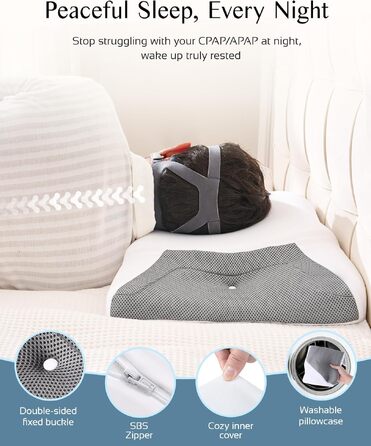 Ергономічна подушка з ефектом пам'яті (Memory Foam) для шиї та голови, підтримка для сну на боці, спині та животі, дихаючий чохол, біла, 65 x 40 x 9/11 см