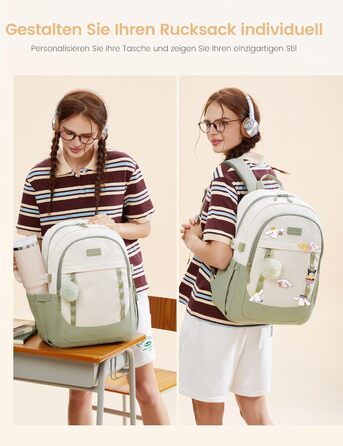 LOVEVOOK Рюкзак для школи дівчинки-підлітка, 15.6 дюймів, рюкзак для ноутбука, легка шкільна сумка, рюкзак для школи, середньої школи, з помпоном, повсякденний, світло-жовтогарячий