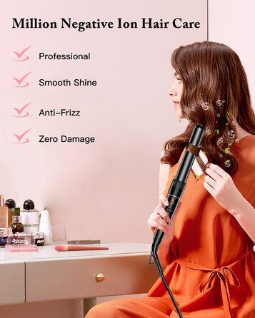 BESTOPE PRO Lockenstab 6-в-1: великі та малі локони, насадки, регулювання температури, чорний