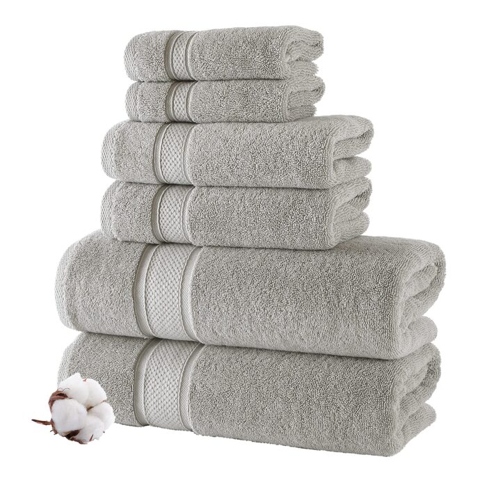Набір рушників для ванної NOVA Luxury Linen готельного якості, турецька бавовна, 6 предметів, колір Mirage Grey