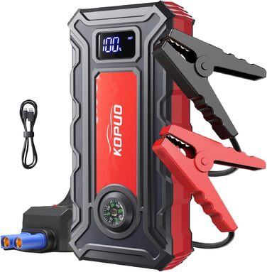 Пусковий пристрій (бустер) 7000A з компресором для автомобілів 12В, Powerbank для авто (Блакитно-зелений)