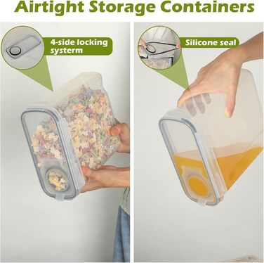 Набір контейнерів для зберігання Withosent 24 шт. з кришкою, пластикові, для продуктів, зерна, мюслі, з етикетками та ложкою (2L 1.6L 0.8L)