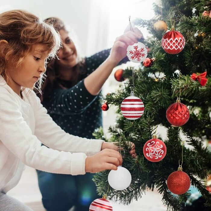 Набір прикрас на ялинку Bluelves, 16 шт, рожеві кулі 6 см, пластик. Декор ялинки, рожевий, червоно-білий