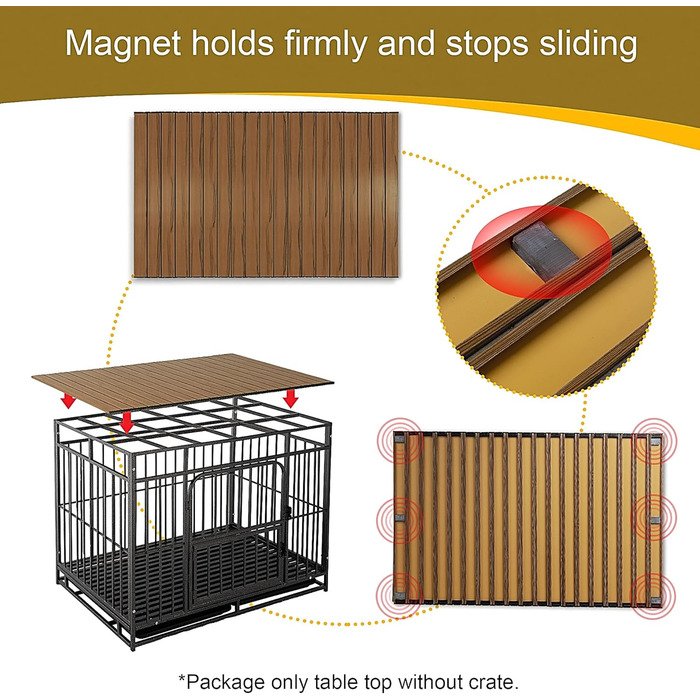 Насадка для переноски для собак з магнітами, алюміній, складана будка, декоративне зберігання, переноска для тварин, столик, горіх (тільки насадка) для переноски 91,4 см, для собак великих порід