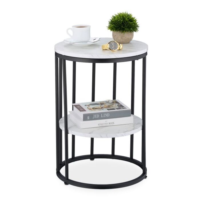 Relaxdays Side Table with Marble Look