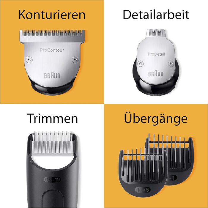 Триммер для бороди Braun Series 9 BT9440: професійний набір 11 в 1, акумуляторний, водонепроникний, 40 налаштувань довжини, хромований