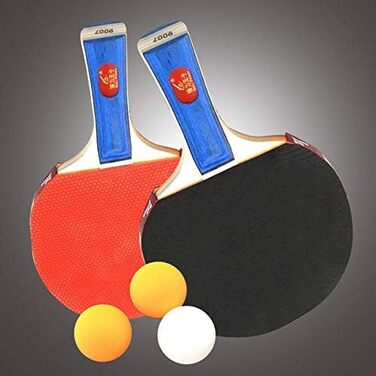 Набір для пінг-понгу (5 шт.): 2 ракетки та 3 м'ячі - для гри вдома, на природі, в подорожах та тренуваннях. Чорний та червоний колір.