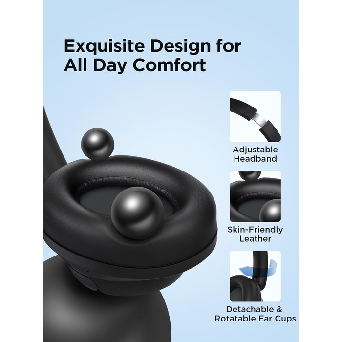 1MORE HQ31 Бездротові навушники Bluetooth Over-Ear з активним шумозаглушенням, 90 годин роботи, Hi-Res Audio, об'ємним звуком, чітким дзвінком, швидкою зарядкою, EQ в додатку, чорний