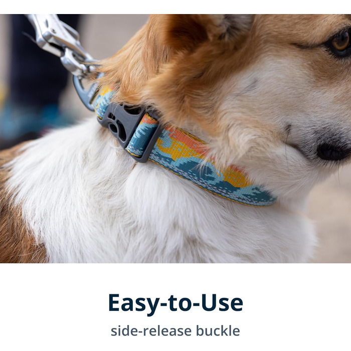 Нашийник для собак RUFFWEAR Crag, середній, з алюмінієвим кільцем V, регульований, 36-51 см, колір Midnight Wave