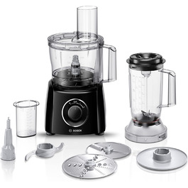Кухонний комбайн Bosch MultiTalent 3 MCM3201B, 800 Вт, 30 функцій, 2.3 л, міксер 1 л, універсальний ніж, насадки для нарізки і натирання, збивальна насадка, чорний