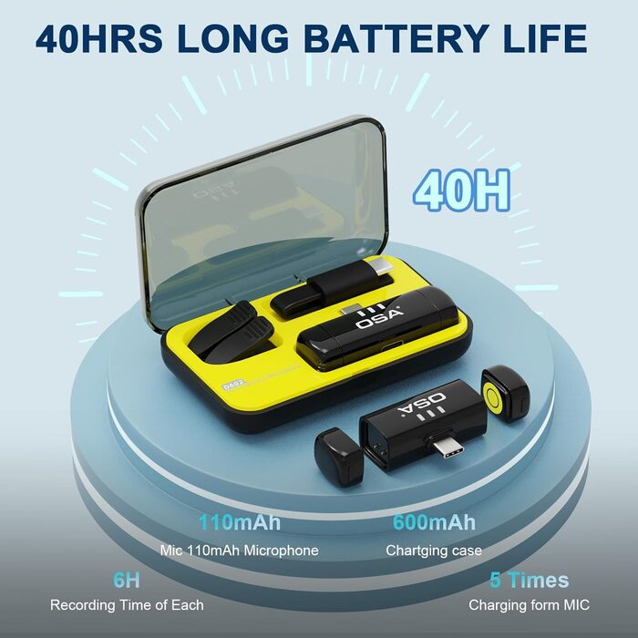 Бездротовий петличний мікрофон OSA для iPhone та iPad, mini Dual з фільтром шуму, для інтерв'ю, Vlog, YouTube (Type C)