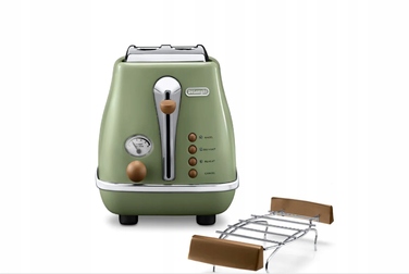 Тостер De'Longhi Icona Vintage CTOV 2103.GR, оливково-зелений, 900 Вт