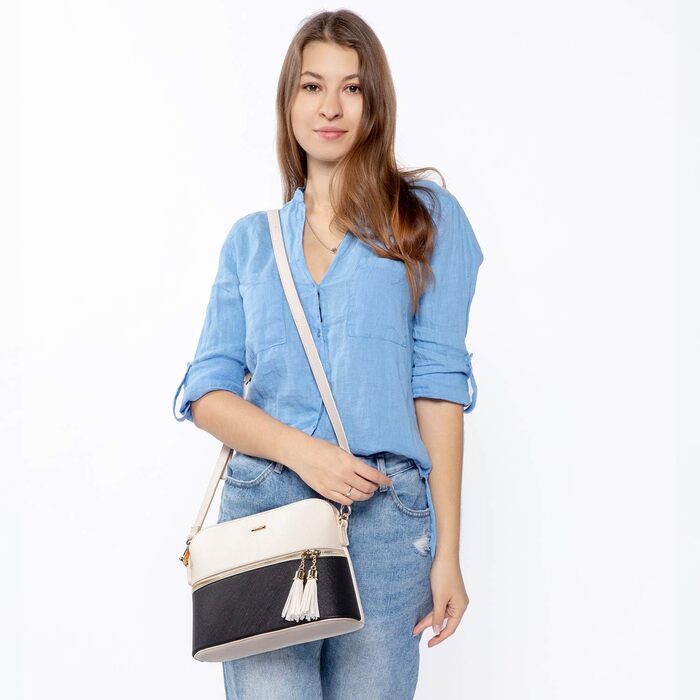 Сумка жіноча LOVEVOOK шопер через плече, шкіряний набір 3 в 1, чорно-бежева