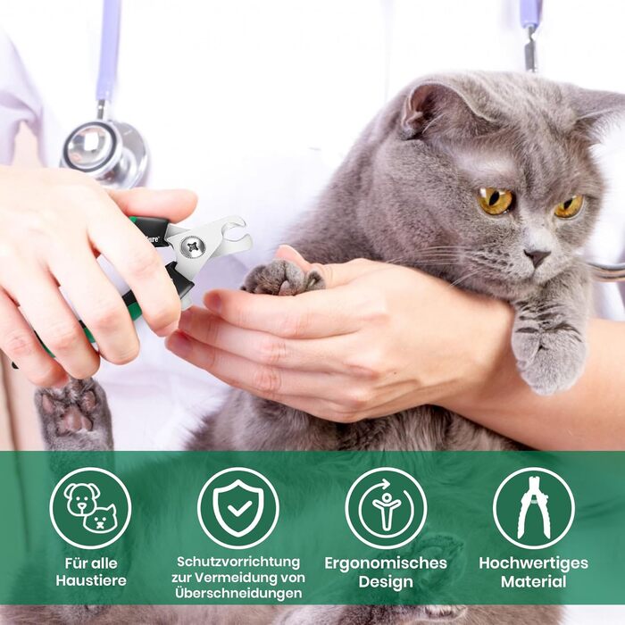 Професійні когтерізки для собак та котів Candure з пилочкою, нержавіюча сталь, 15 см, безпечний захист