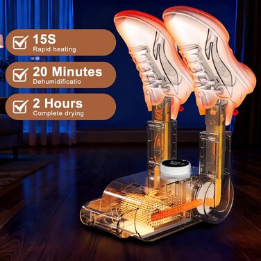 Електричний сушильник для взуття, 180W, для взуття, черевиків, рукавичок, шкарпеток, лижних черевиків, з таймером, UV-світлом та активованим вугіллям